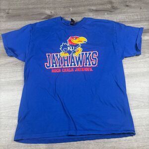 Kansas University KU t-shirt Jayhawks Short Sleeve Size Large Beefy Hanes Shirt